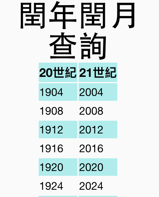 閏年年份表、閏年查詢、農曆今年閏月查詢 - Go日曆